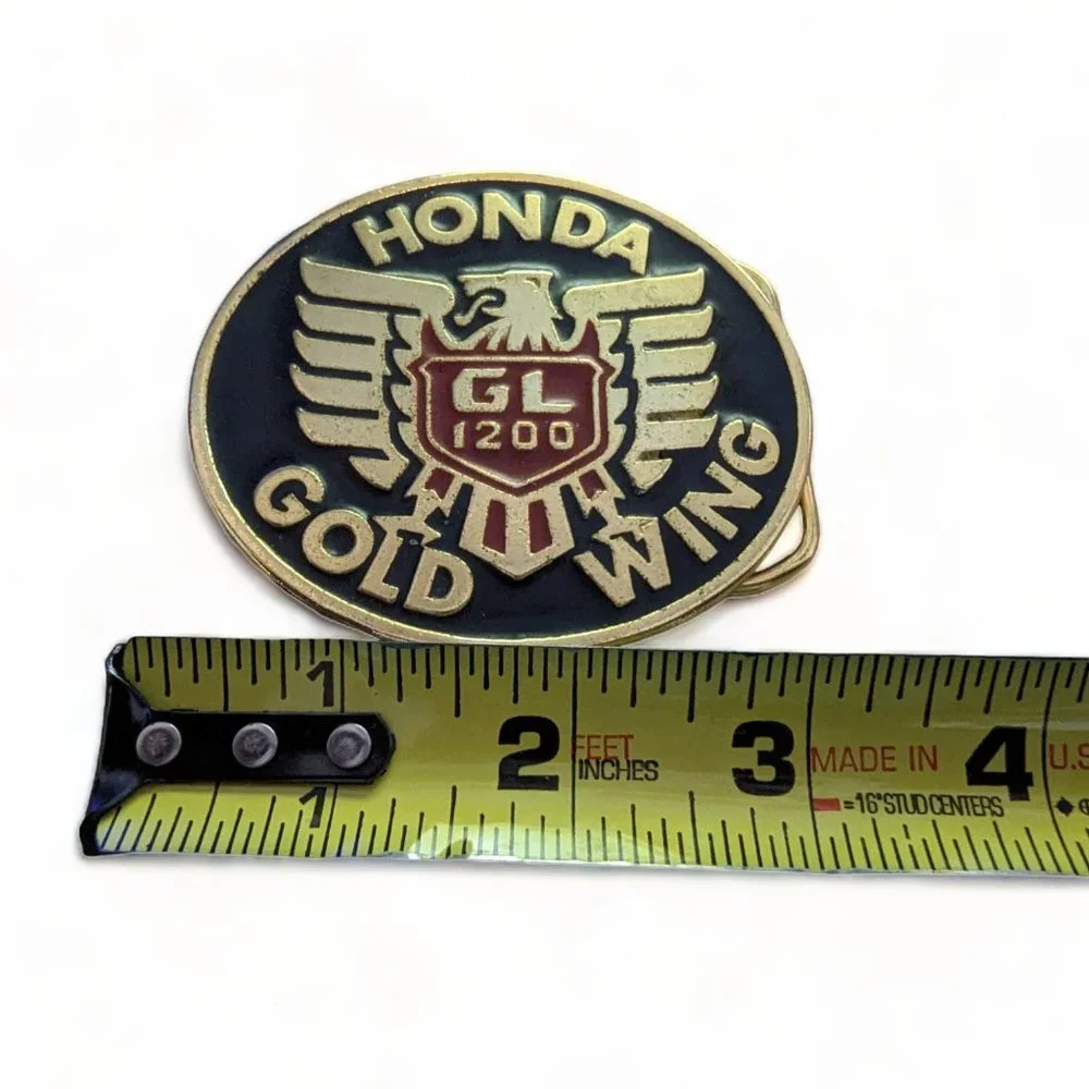 Vintage Honda GL1200 Gold Wing Gold Tone Oval Belt Buckle 2 3/4